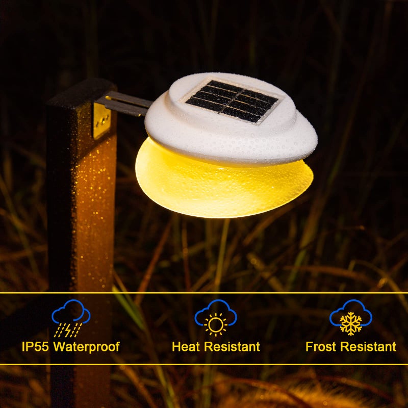 ROSHWEY Outdoor Fence Lights 6 Pack Solar Gutter Lights with 9 LED Waterproof for Wall Eaves Deck Railing Garden Landscape Yard (Warm White) - Image 5